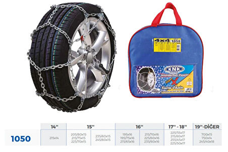 KAR ZİNCİRİ 4X4 JEEP - MİNİBÜS VE HAFİF TİC.ARAÇ ZİNCİR EBATLARI İÇİN RESİME BAKINIZ
