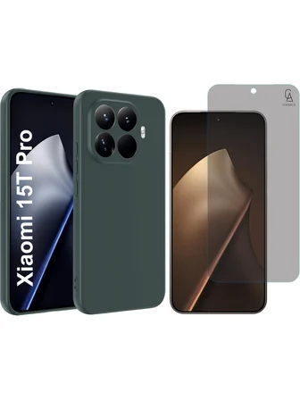 Xiaomi Mi 15T Pro Uyumlu Premium Telefon Kılıfı ve Hayalet Privacy Tam Kaplayan Cam Ekran Koruyucu