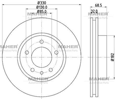 FREN DİSKİ TOUAREG 2003-2018 / CAYENNE 2003-2010 / PRO ÖZEL KAPLAMA ÖN HAVALI SOL 330-5 7L6615301D (2 ADET)