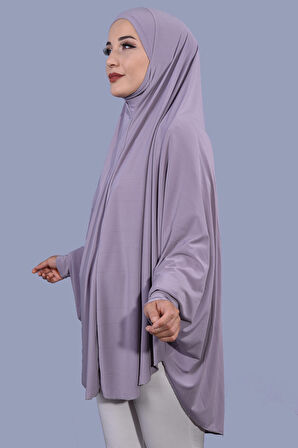 5 XL Peçeli Hijab Gri  - Gri