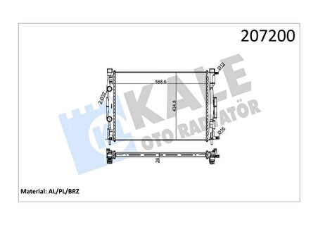 MOTOR SU RADYATÖRÜ RENAULT MEGANE 2 2002SCENIC 2003 1.5-1.9DCİ/1.4-1.6-2.0 165 AC KLİMASIZ MEK 590X455X32 1 SIRA ALB 8200357536 8200115542