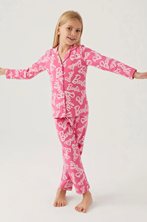 Barbie 1767-G Kız Çocuk Garson Gömlek Pijama Takımı