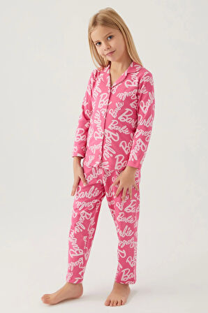 Barbie 1767-G Kız Çocuk Garson Gömlek Pijama Takımı