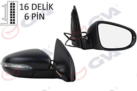 DIŞ DİKİZ AYNASI SAĞ GOLF 2009 ELEKTRİKLİ ISITMALI SİNYALLİ KONVEKS 6 FİŞ VM- 6197EHPR 5K0857508AD