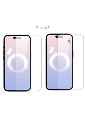 Apple iPhone 16 ile Uyumlu Ekran Koruyucu Şeffaf Temperli Kırılmaz Cam Ekran Koruyucu 2 Adet