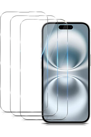 Apple iPhone 16 Plus ile Uyumlu Ekran Koruyucu Şeffaf Temperli Kırılmaz Cam Ekran Koruyucu 3 Adet