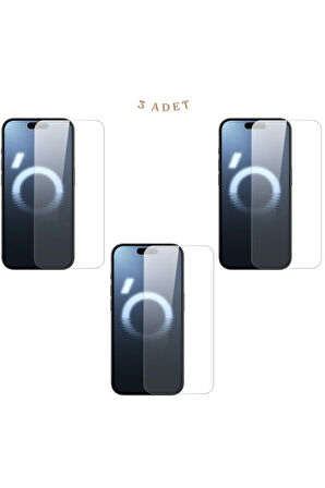 Apple iPhone 16 Plus ile Uyumlu Ekran Koruyucu Şeffaf Temperli Kırılmaz Cam Ekran Koruyucu 3 Adet