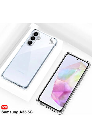 Samsung Galaxy A35 Uyumlu Köşe Dolgulu Anti Shock Telefon Kılıfı ve 5d Kırılmaz Cam Ekran Koruyucu