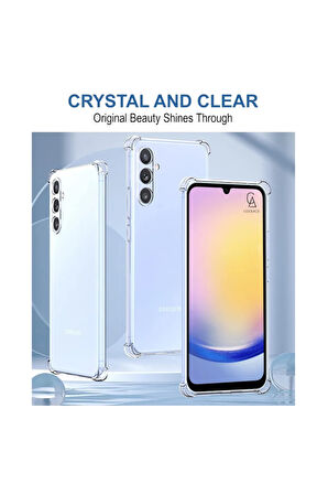 Samsung Galaxy A25 Uyumlu Köşe Dolgulu Anti Shock Telefon Kılıfı ve 5d Kırılmaz Cam Ekran Koruyucu