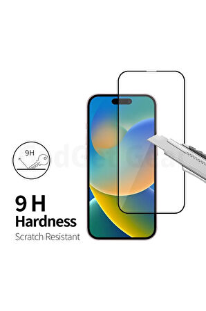 Apple iPhone 16 Plus ile Uyumlu Şeffaf Ekranı Tam Kaplayan 5d Cam Kırılmaz Cam Ekran Koruyucu