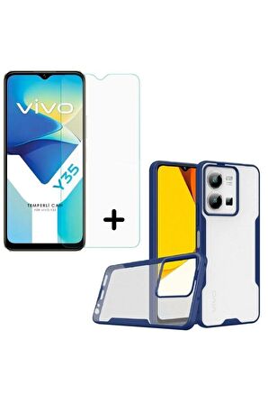 Vivo Y35 Ile Uyumlu Kılıf Pastel Renkli Ince Hafif Telefon Kılıfı Ve Temperli Cam Ekran Koruyucu