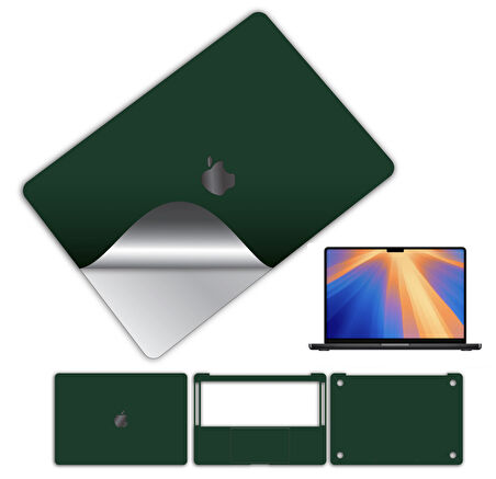 Macbook pro 14 inç 360 kaplama koruma sticker çizilmez film kaplama m1 m2 m3 m4 serisi YEŞİL