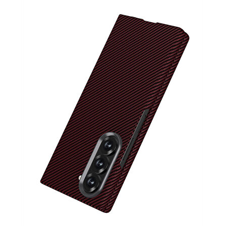 Samsung Galaxy Z Fold 6 Uyumlu Karbon Fiber Tasarım Ultra İnce Telefon Kılıfı Kapak