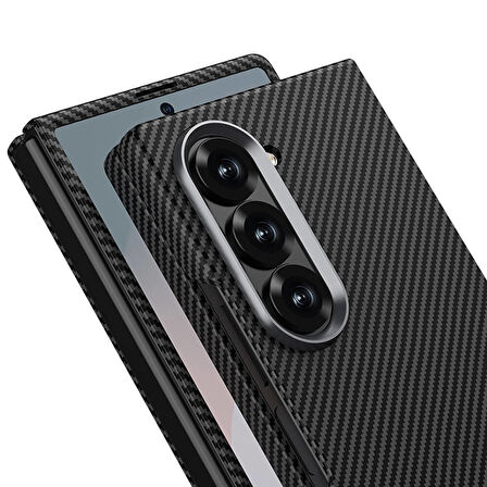 Samsung Galaxy Z Fold 6 Uyumlu Karbon Fiber Tasarım Ultra İnce Telefon Kılıfı Kapak