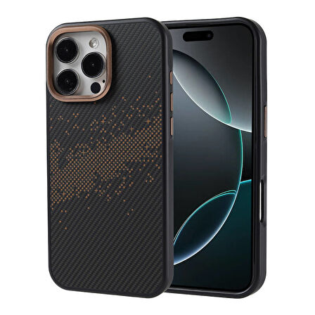 Apple iPhone 16 Pro Max Uyumlu Karbon Fiber Tasarım 2MM İnce Telefon Kılıfı Kapak