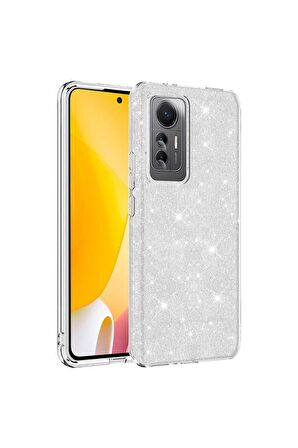 Xiaomi Mi 12 Lite Ile Uyumlu Luxury Simli Taşlı Parlak Silikon Tam Koruma Kadın Telefon Kılıfı Kapak