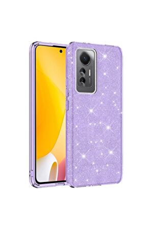 Xiaomi Mi 12 Lite Ile Uyumlu Luxury Simli Taşlı Parlak Silikon Tam Koruma Kadın Telefon Kılıfı Kapak