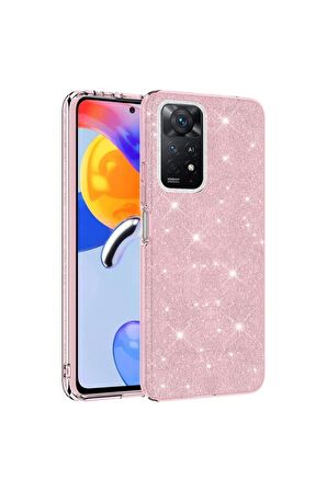 Xiaomi Redmi Note 11 Pro 5g Uyumlu Luxury Simli Taşlı Parlak Silikon Tam Koruma Kadın Telefon Kılıfı