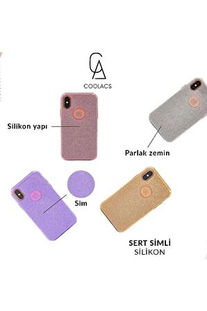 Samsung Galaxy A04 Uyumlu Luxury Simli Taşlı Parlak Silikon Tam Koruma Kadın Telefon Kılıfı Kapak