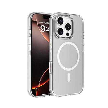 Apple iPhone 16 Pro Max Uyumlu Şeffaf Magsafe Şarj Özellikli Kamera Çıkıntılı Telefon Kılıfı