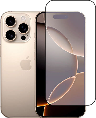 Apple iPhone 16 Pro Uyumlu Ekranı Tam Kaplayan Güçlendirilmiş Kırılmaz Cam Ekran Koruyucu