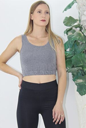 Beli Lastikli Crop Gri - Lks2907.022