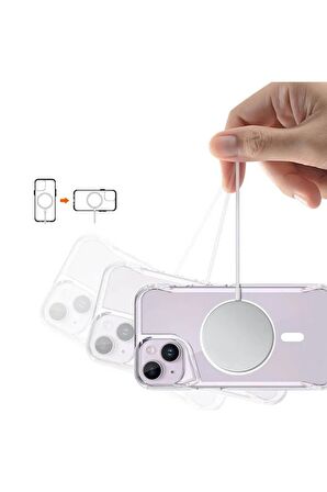 Apple iPhone 14 ile uyumlu Kılıf Airbag Köşeli Magsafe Wireless Şarj Özellikli Kılıf Kapak