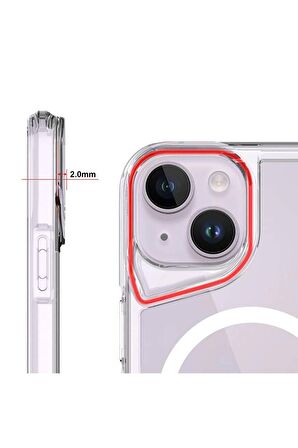 Apple iPhone 14 ile uyumlu Kılıf Airbag Köşeli Magsafe Wireless Şarj Özellikli Kılıf Kapak
