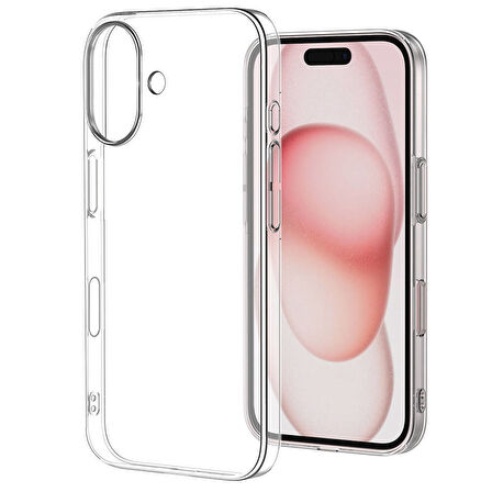 Apple iPhone 16 Plus ile Uyumlu Kılıf Yüksek Korumalı Sert Şeffaf Kapak