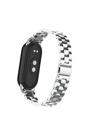 Xiaomi Mi Band 8 ile Uyumlu Bakla İşlemeli Metal Kordon