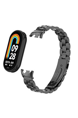 Xiaomi Mi Band 8 ile Uyumlu Bakla İşlemeli Metal Kordon