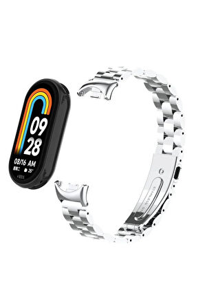 Xiaomi Mi Band 9 ile Uyumlu Bakla İşlemeli Metal Kordon