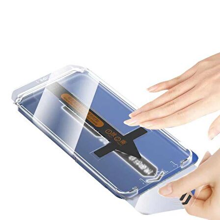 Apple iPhone 12 Uyumlu Anti Dust Toz Önleyici Uygulama Aparatlı Temperli Cam Ekran Koruyucu