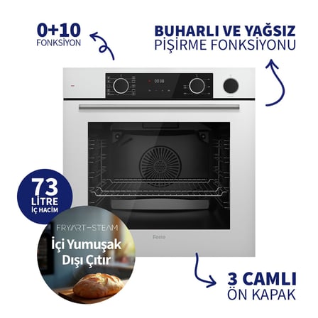 Xe64cb Steamart&fryart Serisi Buharlı Pişirme Beyaz Ankastre Fırın (0+10 Konum)