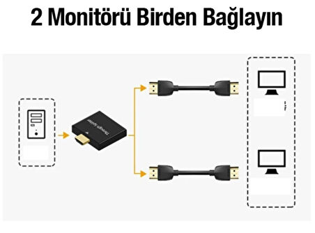 Hdmı çoğaltıcı adaptör 2 Hdmı 1080p görüntü ve ses aktarımı çoğaltıcı adaptör