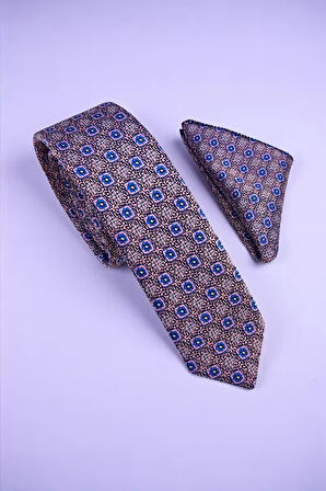 Slim Mozaik Desen Lila Kravat & Mendil