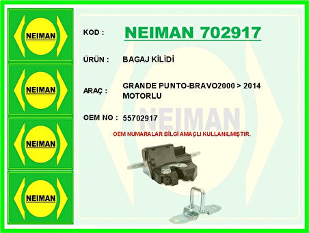 BAGAJ KİLİDİ GRANDE PUNTO-BRAVO2000  2014 MOTORLU 55702917
