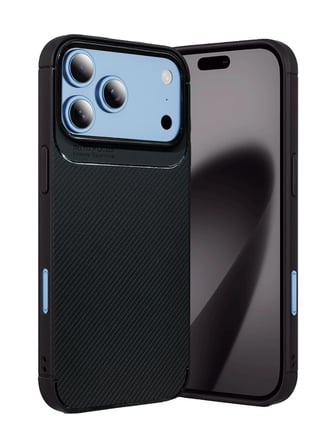 Apple iPhone 18 Pro Max ile Uyumlu Karbon Tasarım Silikon Telefon Kılıfı ve Temperli Cam Ekran Koruyucu