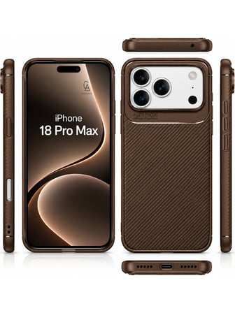 Apple iPhone 18 Pro Max ile Uyumlu Karbon Tasarım Silikon Telefon Kılıfı ve Temperli Cam Ekran Koruyucu