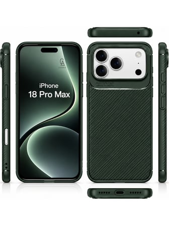 Apple iPhone 18 Pro Max ile Uyumlu Karbon Tasarım Silikon Telefon Kılıfı ve Temperli Cam Ekran Koruyucu