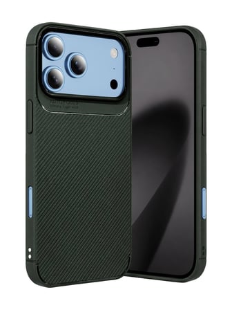 Apple iPhone 18 Pro Max ile Uyumlu Karbon Tasarım Silikon Telefon Kılıfı ve Temperli Cam Ekran Koruyucu