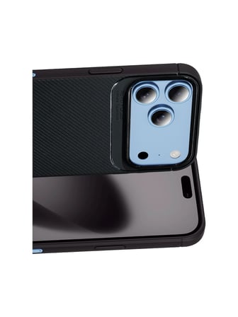 Apple iPhone 18 Pro ile Uyumlu Karbon Tasarım Silikon Telefon Kılıfı ve Temperli Cam Ekran Koruyucu