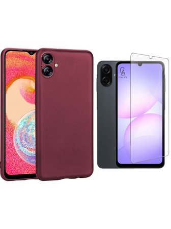 Samsung Galaxy A07 ile Uyumlu Kılıf Soft Yumuşak Telefon Kılıfı ve Temperli Cam Ekran Koruyucu