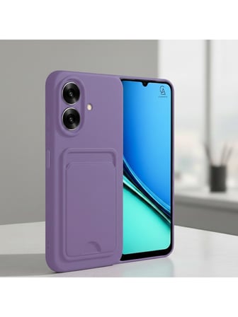 Realme Note 60 Uyumlu Arka Kamera Korumalı Kart Koyulabilen Silikon Kartlıklı Kılıf Kapak