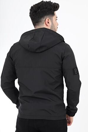 Black Parçalı Kapüşonlu Mevsimlik Mont PLDP 2907-60021