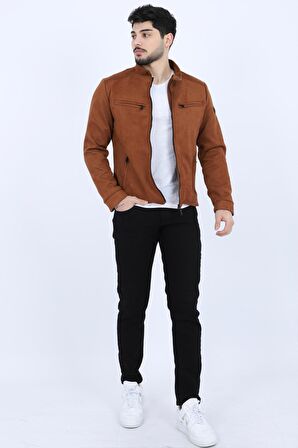 Göğüs Fermuarlı Hakim Yaka Süet Mevsimlik Mont PLDP 2904