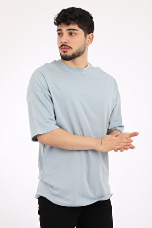 Stil Kombin Düz Basic Oversize Tişört BLD