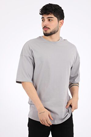 Stil Kombin Düz Basic Oversize Tişört BLD