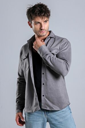 Çift Cep Kapaklı Mevsimlik Süet Gömlek XC U16463