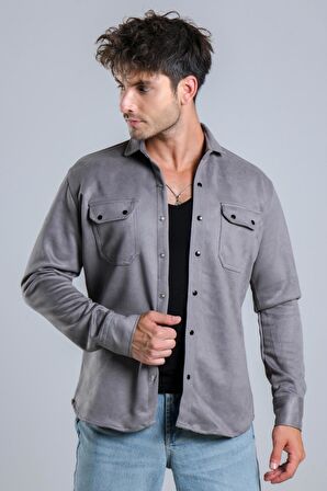 Çift Cep Kapaklı Mevsimlik Süet Gömlek XC U16463